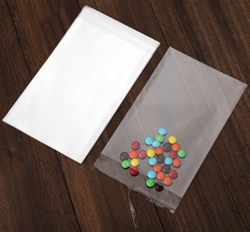NObranded 100 pcs Clear 5" x 7" Self Seal Cello Cellophane Bags Resealable Poly Bags 2.8 mils for Cookie, Candy, Gift Bakery, Prints, Photos, Cards & Envelopes, Party Decorative - Image 4